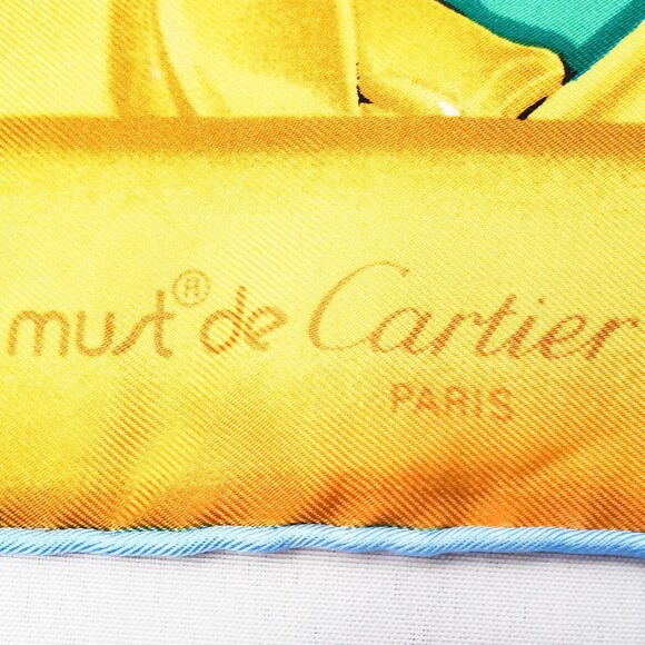 Cartier Multi-Color Multi-Elephants Silk Jacquard "Must de Cartier" Scarf Wrap - Picture 3 of 8